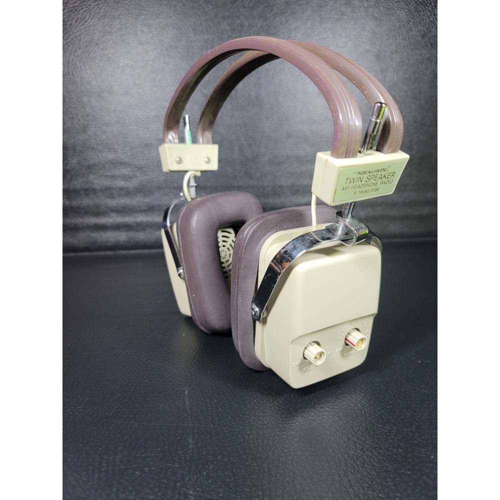 Vintage 70s Costume Realistic Twin Speaker AM Headphones Radio Working